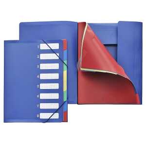 FSY Ordnungsmappe A4, 8 Fächer, 3 Klappen, PP blau, 1 Stück