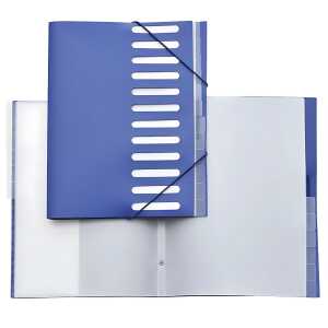 FSY Ordnungsmappe A4, 12 Fächer, 3 Klappen, PP blau, 1 Stück