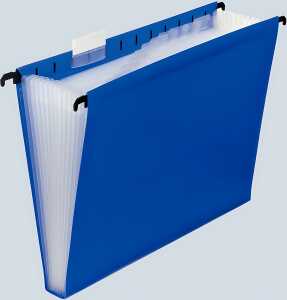 FSY Fächer-Hängetasche A4, 12 Fächer, PP, blau, 1 Stück
