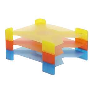 PP-Briefkorb X-Filer blau/gelb/orange Einlegeböden 4 Gummifüße, 3er