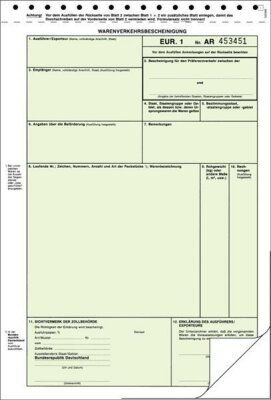 RNK Versandformulare, A4, Warenverkehrsbescheinigung EUR.1 - SD