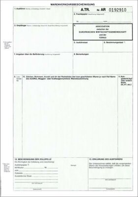 RNK Warenverkehrsbescheinigung A.TR. zum manuellen Ausfüllen - SD, 1 x 2 Blatt, DIN A4