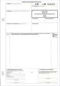 Warenverkehrsbescheinigung A.TR. - SD, 1 x 2 Blatt, DIN A4