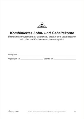 RNK Buchhaltung & Kasse, A4, Kombiniertes Lohn- und Gehaltskonto - Buch