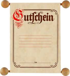 Gutschein im traditionellen Stil, A6, in transparenter Faltschachtel