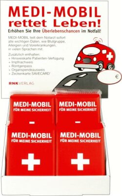 RNK Notfall-Informations-Set MEDI-MOBIL mit Inhalt DIN A7 rot