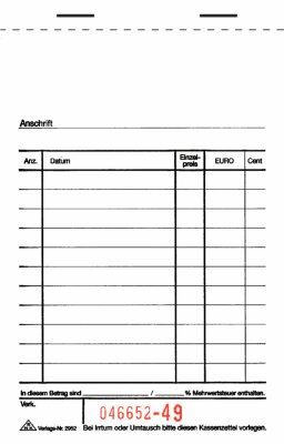 RNK Buchhaltung & Kasse, 96x167mm, Kassenblock - oben geheftet