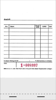 RNK Buchhaltung & Kasse, 96x175mm, Kassenblock für Registrierkassen - unten geheftet