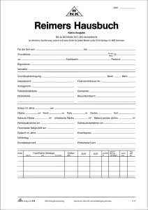 RNK Hausbuch DIN A4 für 1 Jahr bis 60 Mieter 3 Monate je Seite