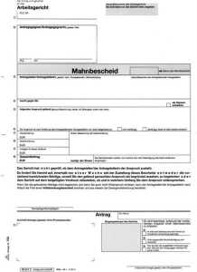 RNK Mahnbescheid Arbeitsgericht SD DIN A4 10St