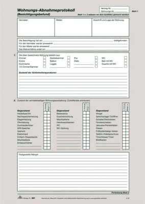 RNK Mietverträge, A4, Wohnungs-Abnahmeprotokoll - SD