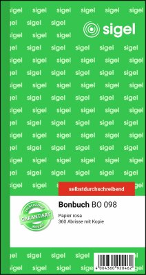 SIGEL BO098 Bonbuch - 2x 60 Blatt - selbstdurchschreibend - 360 Abriss-Sätze