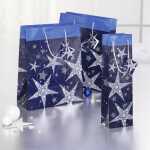 Geschenktasche SIGEL groß - blau - Sterne- 26 x 33...