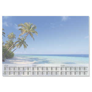 Papier-Schreibunterlage - Palmenstrand blau - ca. A2 30 Blatt