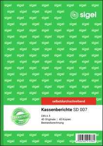 Kassenberichte/Bestandsrechnung - A5 - 2x 40 Blatt - 40 Sätze