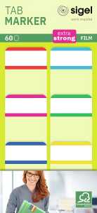 SIGEL Tab Marker - rot/magenta/blau/cyan/grün/gelb - 60 Haftmarker