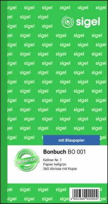 SIGEL BO001 Bonbuch - 2x 60 Blatt - mit Blaupapier - 360 Abriss-Sätze