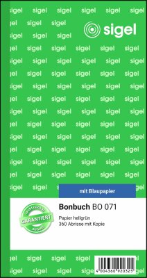 SIGEL BO071 Bonbuch - 2x 60 Blatt - mit Blaupapier - 360 Abriss-Sätze