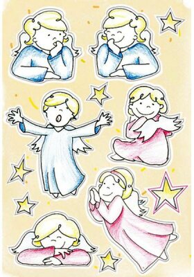 Sigel Weihnachts-Sticker Classic 3Bl Charming Angels 83x122 mm