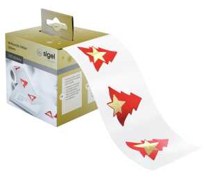 Weihnachts-Sticker 200 - 32 x 32 mm - Red Trees - rot