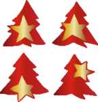 Weihnachts-Sticker 200 - 32 x 32 mm - Red Trees - rot