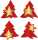 Weihnachts-Sticker 200 - 32 x 32 mm - Red Trees - rot