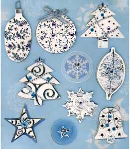 Weihnachtssticker 3D Handmade Silver Sparkle 122x140mm 10 Sticker