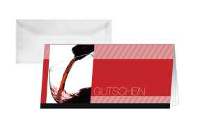 Gutschein-Karten - Vino Rosso - rot - DIN lang - 10 Karten + Umschläge