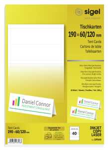 SIGEL Tischkarten - A4 - hochweiß - Edelkarton - 185 g/m² - 40 Karten