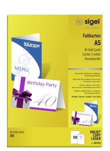 SIGEL Faltkarten - A4 - hochweiß - Edelkarton - 185 g/m² - 50 Karten