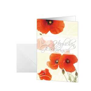 Glückwunsch-Karten - Red Poppies - rot - C6 - 10 Karten + Umschläge