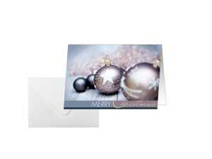 Weihnachts-Karten Weihnachtskugeln grau - A6 - 25 Karten + Umschläge