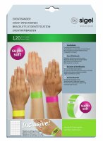 SIGEL EB212 Eventbänder - neon-grün - 120 Stück - inkl. transparente Etiketten zum Individualisieren der Bänder