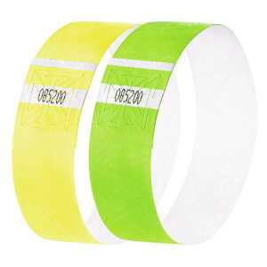 Eventbänder - gelb/grün - 120 Stück - inkl. transparente Etiketten
