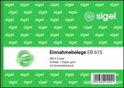 SIGEL EB615 Einnahmebelege - A6 quer - 1x 50 Blatt - 50 Blatt