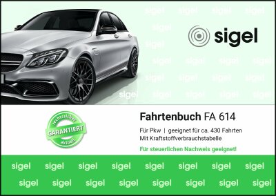 SIGEL FA614 Fahrtenbuch - A6 quer - 1x 40 Blatt - für PKW - 40 Blatt