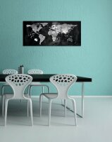 SIGEL GL246 Glas-Magnettafel Artverum - schwarz - 130 x 55 x 1,80 cm - World Map - polierte Ecken - Sicherheitsglas (ESG), Stahl - GS-geprüft