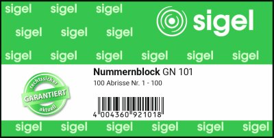 SIGEL GN101 Nummernblock - gelb/rosa/weiß/grün/blau - 100 Blatt - Pro Farbe 6 Blocks in VE