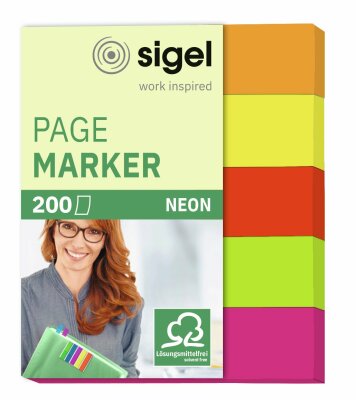 SIGEL HN655 Haftmarker - orange/gelb/rot/grün/pink - 200 Haftmarker