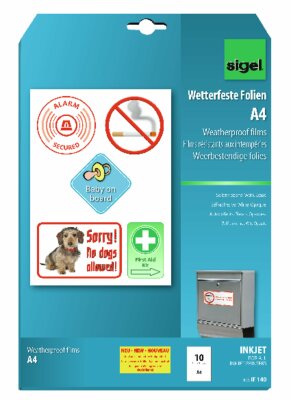 SIGEL IF140 Inkjet Folien für Innenbereiche - A4 - 10 Stück - weiß