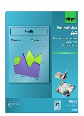 SIGEL IF210 Inkjet Overhead-Folien - A4 - 50 Stück - transparent