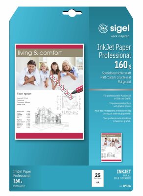 SIGEL IP186 Inkjet Papier für Präsentationen, Bewerbungen, Flyer - A4 - 25 Blatt - matt spezialbeschichtet - weiß - 160 g/m²