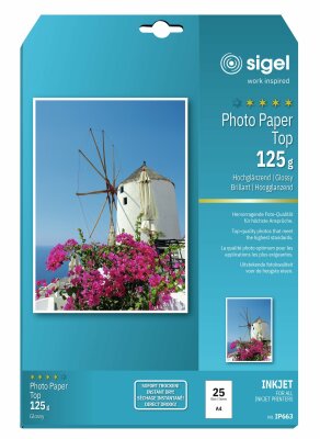 SIGEL IP663 Inkjet Fotopapier - A4 - 25 Blatt - hochglänzend - weiß - 125 g/m²