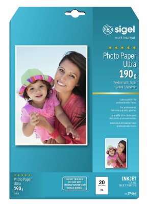 SIGEL IP666 Inkjet Fotopapier - A4 - 20 Blatt - seidenmatt - weiß - 190 g/m²