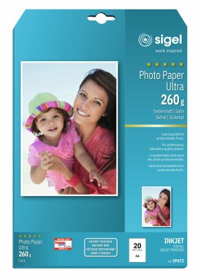 SIGEL IP672 Inkjet Fotopapier - A4 - 20 Blatt - seidenmatt - weiß - 260 g/m²