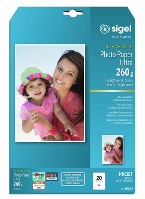 SIGEL IP677 Inkjet Fotopapier - A4 - 20 Blatt - hochglänzend - weiß - 260 g/m²