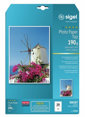 SIGEL IP684 Inkjet Fotopapier - A4 - 20 Blatt - seidenmatt - weiß - 190 g/m²