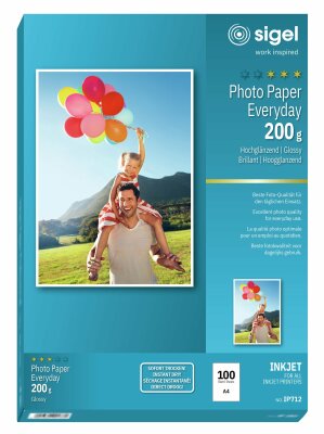 SIGEL IP712 Inkjet Fotopapier - A4 - 100 Blatt - hochglänzend - weiß - 200 g/m²