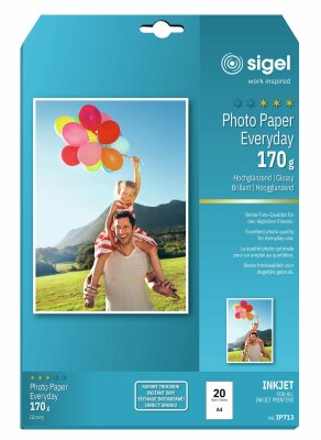 SIGEL IP713 Inkjet Fotopapier - A4 - 20 Blatt - hochglänzend - weiß - 170 g/m²