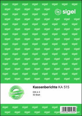 SIGEL KA515 Kassenberichte - A5 - 1x 50 Blatt - für Brutto- und Nettoverbuchung - 50 Blatt